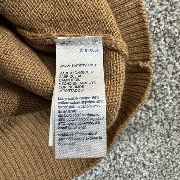 Tommy Hilfiger Sweater Womens XL Relaxed Fit Mockneck Academia Preppy Tan - Picture 9 of 12